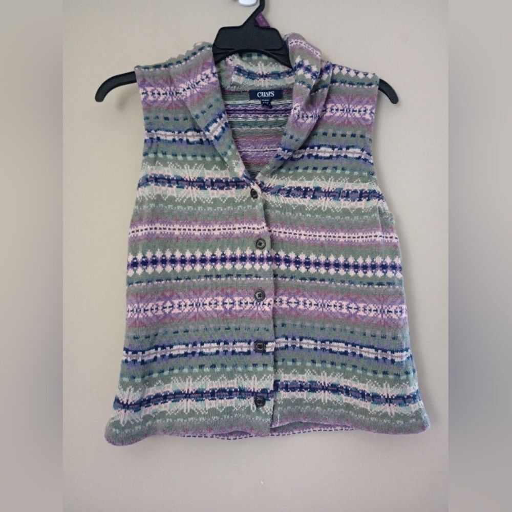 Chaps Crochet Nordic Sweater Vest Size Petite Large
